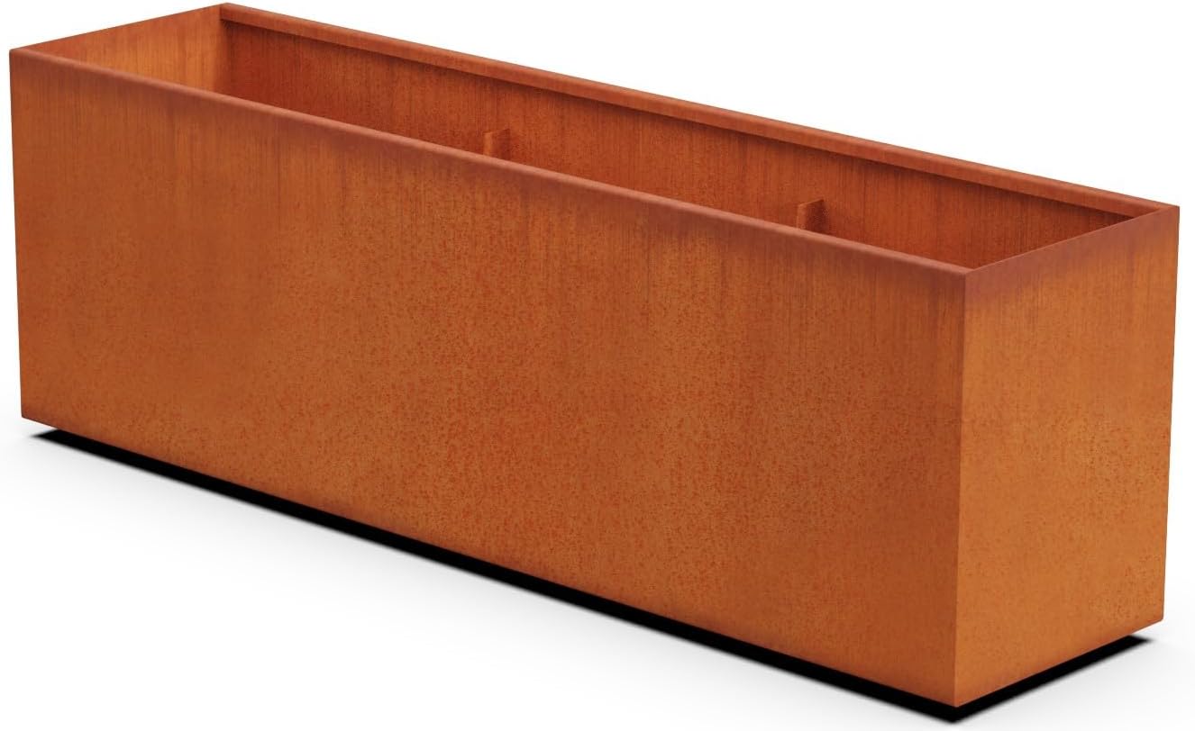 Large Rectangular Planters for Outdoor Plants 72x18x24 Inch - Corten Steel Planter Box | Extra Large Outdoor Planters for Modern Patio & Garden | Heavy Duty Metal, Fully Assembled