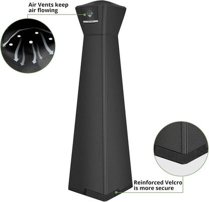 QH.HOME Winter Pyramid Heater Covers, [2025 Upgraded Tear-Resistant Fabric] Waterproof with Robust Zipper ,Dustproof/Wind/Sunlight/Snow-Resistant, 90"H x 23"D x 23"B, Black