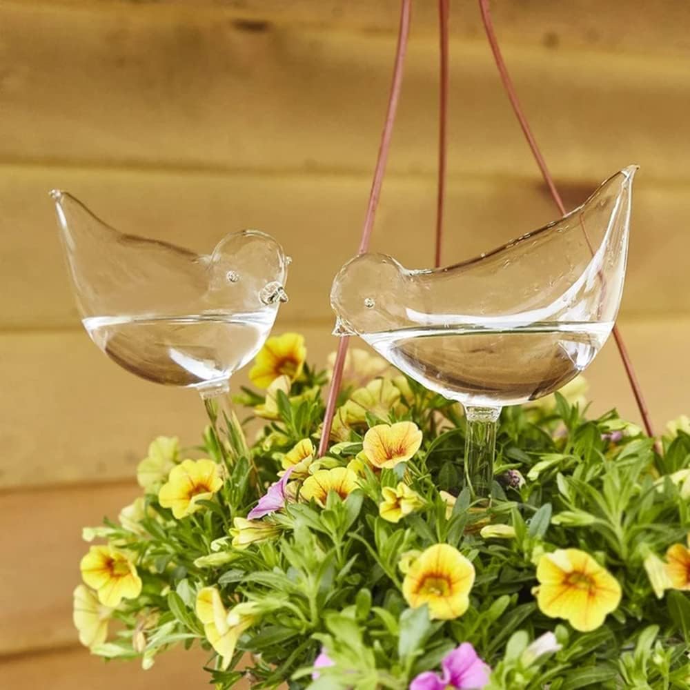 Glass Plant Watering Globes, Self Watering Globes Bird Shape, Self Watering Planter Insert, Plant Watering Devices, Automatic Plant Waterer Indoor, Watering Bulbs, 2 Pack