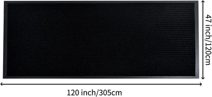 fani Heavy Duty Large Outdoor Indoor Entrance Black Doormat Waterproof Low Profile Entrance Rug Front Door Mat Patio Anti-Skid Rubber Back, 48x120 inch (Jet Black)