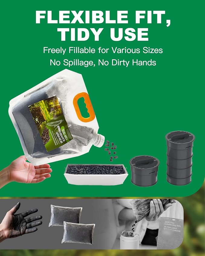 Odor Absorbing Charcoal Filter Refill Packs for Smart Waste Kitchen Composter, Replacement Activated Charcoal Filter, Compatible with Electric Composter, 1000 Grams