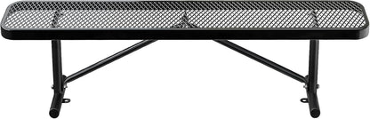 Thermoplastic Coated Iron Park Bench for Outside, Heavy Duty Metal Garden Bench, Expanded Commercial Grade Seating for Shopping Malls, Lawn Yard Porch Entryway (Black without Backrest, 72IN)