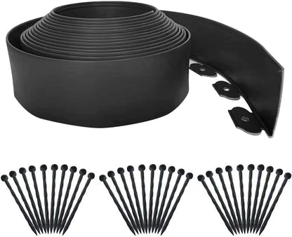 Landscape Edging 33FT,Garden Edging Borders [Extra Tall 4IN High] Flexible Lawn Edging Kit with 30pcs Stakes,Mini Plastic Fence for Landscaping Yard Flowerbeds,Grass-Black