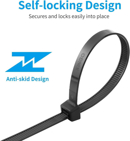 XINGO 14 Inch Green Zip Ties Heavy Duty 100 Pack, 120 LBS Tensile Strength, Premium Nylon Cable Wire Ties, Self-locking Plastic Ties for Indoor and Outdoor Use