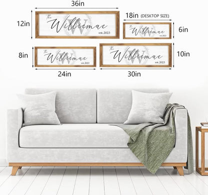 Last Name Signs for Home, Personalized Wall Decor, Monogram Gifts, Framed Wooden Family Name Sign for Home Decor, Custom Wood Signs, Established Signs