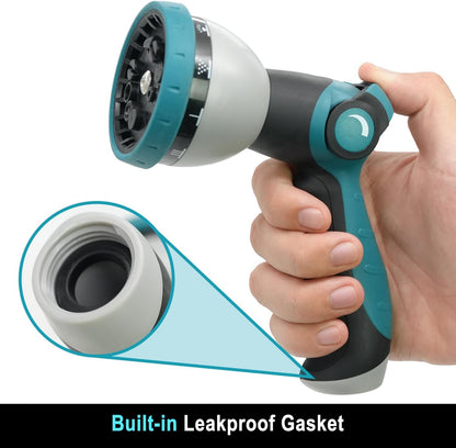 Hose Nozzle, Garden Hose Nozzle with 10 Spray Patterns, Thumb Control On Off Valve, Adjustable and Heavy Duty for Washing Car, Watering Plants, Washing Pets, and Home Use