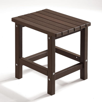 PASAMIC Adirondack Square Side Table, HDPE Outdoor Side Tables, Weather Resistant End Table for Patio, Backyard, Pool, Indoor Companion, Beach, Easy Maintenance (Brown)