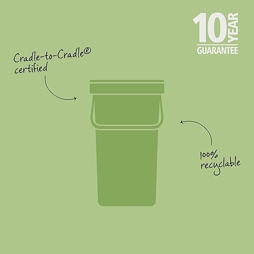 Brabantia Sort & Go Kitchen Recycling Bin | S / 3.2 Gal / 12L | Fir Green | Removable Stay-Open Lid, Carry Handle | Trash Can for Bottles, Cans, Paper, Glass | Wall-Mounting Bracket Included