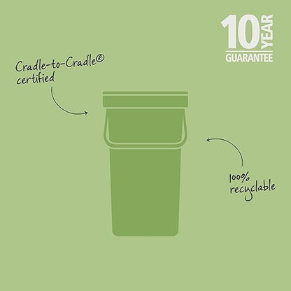 Brabantia Sort & Go Kitchen Recycling Bin | S / 3.2 Gal / 12L | Fir Green | Removable Stay-Open Lid, Carry Handle | Trash Can for Bottles, Cans, Paper, Glass | Wall-Mounting Bracket Included