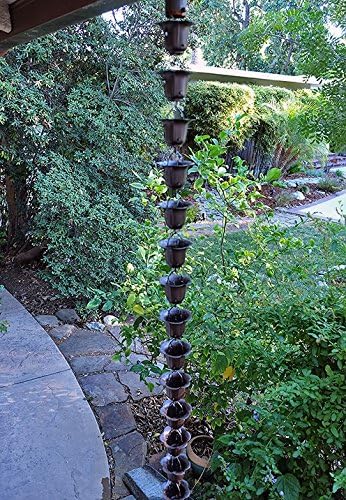 Nutshell Stores Flower Cups Rain Chain - Bronze - 18 Feet