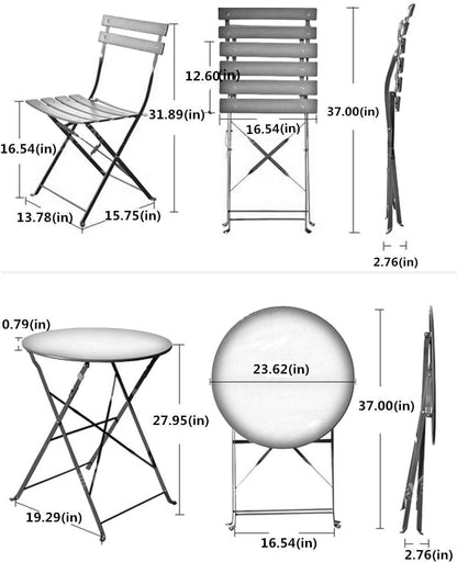 Grand patio 3-Piece Folding Bistro Set, 2 Chairs and 1 Table, Weather-Resistant Outdoor/Indoor Conversation Set for Patio, Yard, Garden-Yellow