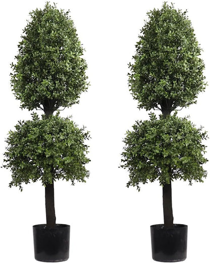 4ft Artificial Topiary Trees Boxwood Ball Shape Fake Trees Porch Decor, Outdoor Plants 2Pack