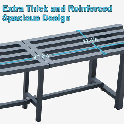Chic & Robust 300 LBS Capacity Aluminum Plant Stand - Your Indoor & Outdoor Plant Display Solution, Size: L47.2 x W11.4 x H7.9 inch.