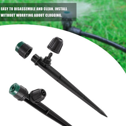 50pc Leak-Proof Drip Irrigation Emitters Sprayers for 1/4" Tubing, with Lock Barbed Adjustable 360 Degree Water Flow Drippers Sprayer for Garden Watering System. (50pcs-360 Degree Sprayer)
