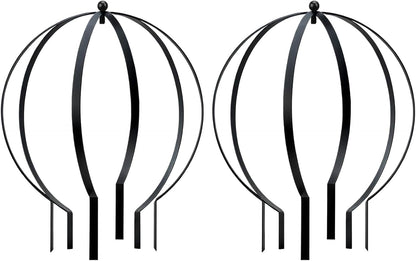 2 Pcs Large Metal Trellis Obelisks Sturdy Round Circle Trellis for Climbing Plant Support Indoor Outdoor Potted Vines, Cucumbers & Flowers, Patio Doorway Garden Decor (Black, 18.50 x15'')