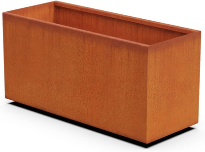 Large Rectangular Planters for Outdoor Plants - 40x16x20 Inch Corten Steel Planter - Extra Large Outdoor Planter Box for Modern Patio, Deck, and Garden Design
