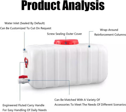 Plastic Water Storage Carrier with Tap 25L/35L/50L/80L/110L/200L Water Tank Dispenser Emergency Water Container for Camping Caravan Hiking Outdoor(Size:6.6Gal/25L)
