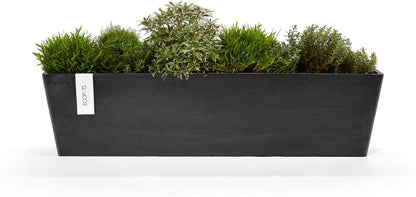 Ecopots Bruges Durable Modern Rectangular Indoor/Outdoor Recycled-Based Composite Flower Pot Planter, Dark Grey, 31.5"