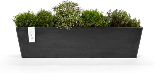 Ecopots Bruges Durable Modern Rectangular Indoor/Outdoor Recycled-Based Composite Flower Pot Planter, Dark Grey, 31.5"