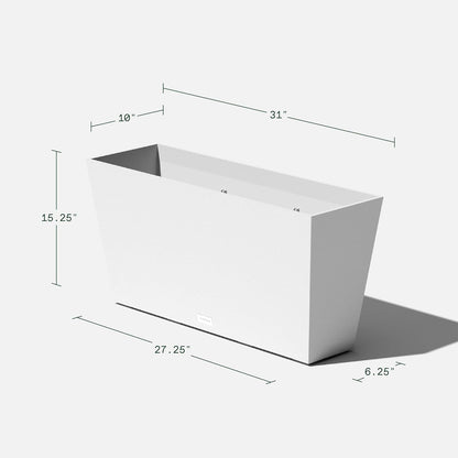 Veradek Midori Long Trough Planter (White, 31 inch - 2 Pack with 2 Saucer Trays)