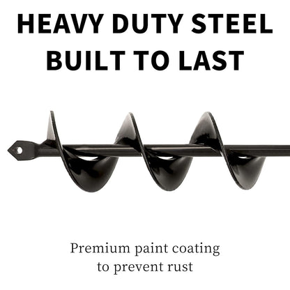 TCBWFY Auger Drill Bit for Planting,1.6"x12"Solid Shaft Garden Auger Drill Bit with Extensive Spirals,Spiral Hole Drill Bit for Planting Bulbs,Flowers,Post Holes,Earth Auger for 3/8" Hex Drive Drill