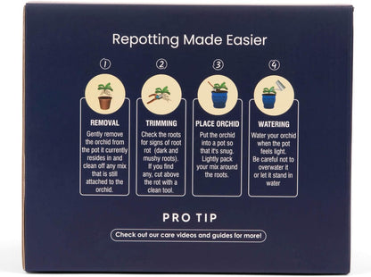 rePotme Orchid Pot - 5 inch Floral Cutout Ceramic Orchid Pot with Holes (Midnight Blue) - Includes Matching 5 inch Slotted Pot Liner