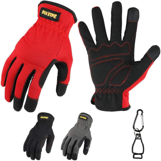 DULFINE High Performance Work Gloves For Men(3 Pairs Pack), High Dexterity Touch Screen For Multipurpose,Excellent Grip (Large)