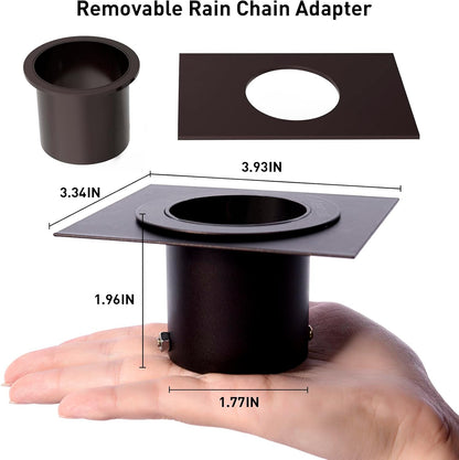 Rain Chain Set 8.5 Ft,Not Rust Wrought Iron Rain Chains for Gutters with Adapter Gotta Drain and Anchoring Stake, 14 Cups, 1 Hook, Adjustable Length for Garden Decorative (Coffee)