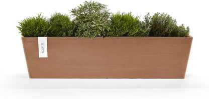 Ecopots Bruges Durable Modern Rectangular Indoor/Outdoor Recycled-Based Composite Flower Pot Planter, Terracotta Color, 31.5"