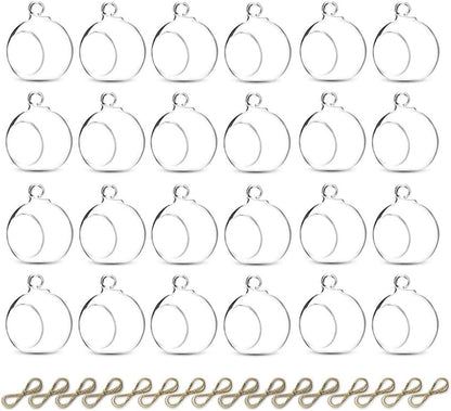 Sziqiqi Hanging Glass Globes Orbs Tea Light Candle Holders fillable with Trinkets for Wedding Ornaments, Wedding Birthday Christmas Party Centerpiece Accessory 2.36inch 20pcs +4 Extra