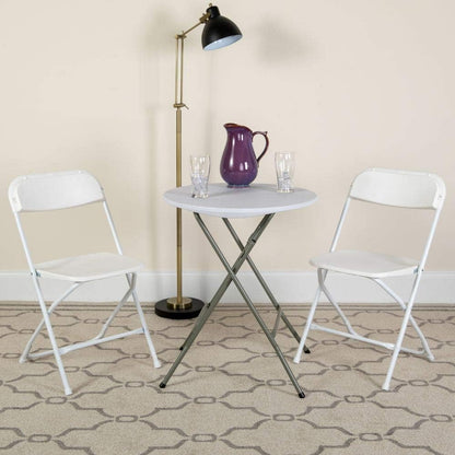 Flash Furniture Hercules Series Plastic Folding Chairs for Parties and Weddings, Stackable Commercial Event Seats with 650-lb. Static Weight Capacity, Set of 2, White