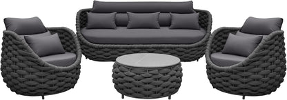 6-Piece Aluminum Patio Furniture Set, Modern Outdoor Conversation Set Sectional Sofa with Water Repellent Thick Cushions and Coffee Table for Balcony, Garden
