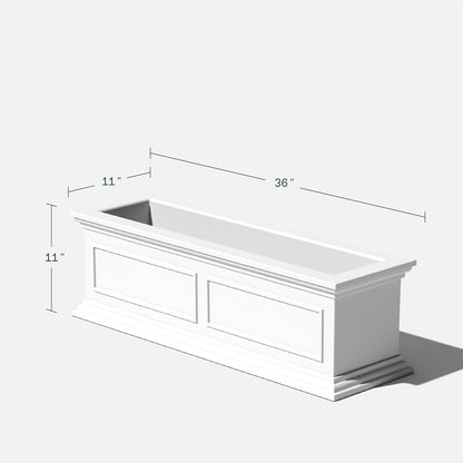Veradek Brixton Window Box Plastic Planter - Large Rectangular Planter for Outdoor Balcony/Windowsill | Crack-Resistant All-Weather | Classic Estate Design for Flowers, Herbs, Succulents