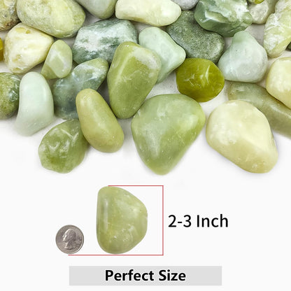 5lbs Jade Pebbles for Indoor Plants, 2-3 Inch Natural River Rocks, High Polished Decorative Stones Vase Filler Fish Tank Aquariums Landscaping Garden Outdoor and Indoor DIY
