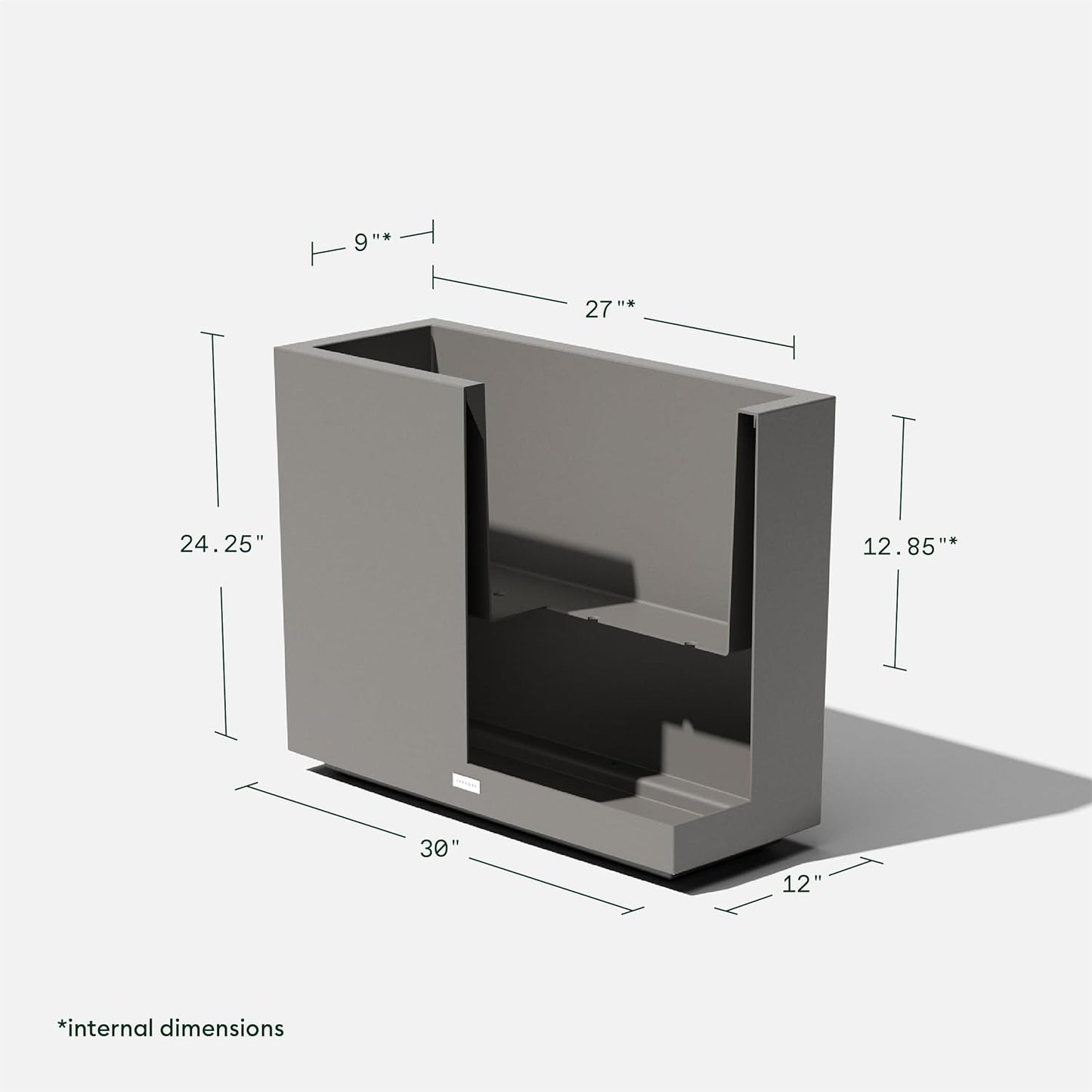 Veradek Block Series Span Plastic Planter - Tall Rectangular Planter for Indoor or Outdoor Patio/Porch, Gray, 24.25 in Height, 12 in Width, 30 in Length