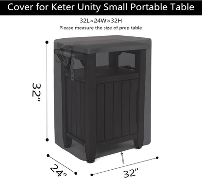 Prep Table Covers for Keter Unity Outdoor Kitchen Portable Bar Cart,Waterproof Patio BBQ Grill Cart Cover,Outdoor Pizza Oven Table Stand Cover - 32 x 24 x 32 Inch
