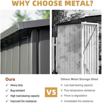 Domi Outdoor Storage Shed 11’ x 9’, Metal Sheds with Galvanized Steel Frame & Windows & Lockable Door, Garden Shed Tool Storage Room for Patio, Grey