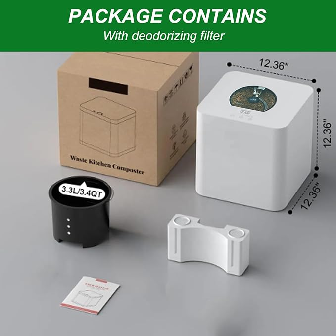 Food Waste Electric Composter,For Kitchen,Double Blade Grinding,2 Conversion Mods:Thermal Driving Mode/Biological Mode,110V