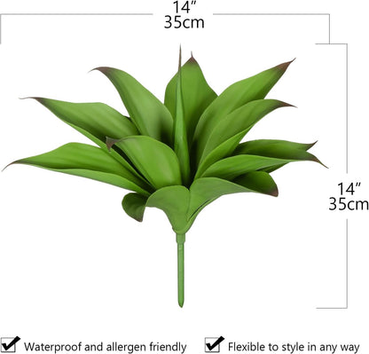 Artificial Agave Plants, UV Resistant Fake Agave Planters for Indoor and Outdoor Decorating Artificial Plants for Outdoors Fake Plants (2Pack, 12.6") Green