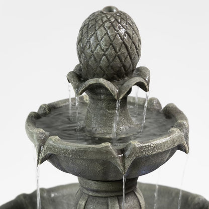 Outdoor Water Fountain –42.2 in. Tall Large Floor-Standing Outside Fountains with 3 Tier Elegant Waterfall Feature for Garden, Yard, Patio, Home Decor (Grey)