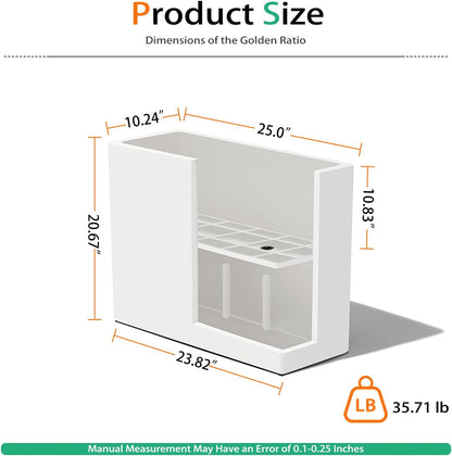 Rectangular Planter Box for Outdoor Plants, Large Tall Resin Flower Pots for Garden, Front Porch, Patio, Indoor (White, 25 x 21 inch)