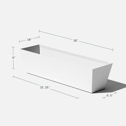 Veradek Pure Series Window Box Planter - Long Rectangular Planter for Indoor or Outdoor Windowsill/Balcony | Durable All-Weather Use with Drainage Holes | Modern Decor for Herbs, Small Plants, Flowers