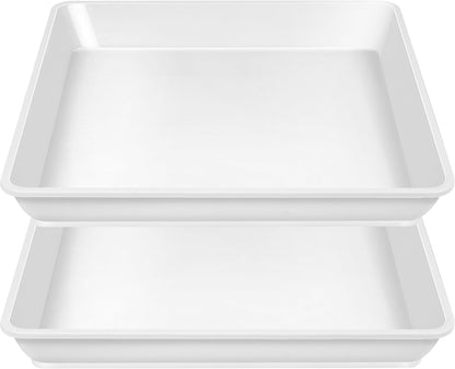 2 Pack Square Plant Saucer 18 Inch, Plastic Plant Saucer, Heavy Duty Plant Pot Saucers, Planters for Indoors and Outdoors Plants，Garden Large Deep Plant Trays for Pots.