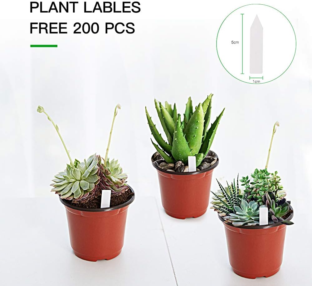 JERIA 200-Pack 4 Inch Plastic Nursery Pots Come with 200 Pcs Labels, Seedling Flower Plant Container and Seed Starting Pots