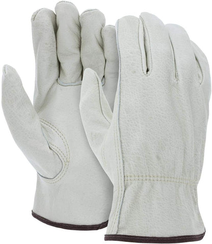 ATERET 12 Pairs X-Large Heavy Duty Durable Cowhide Leather Work Gloves I Driver Gloves for Truck Driving, Warehouse, Gardening, Farming