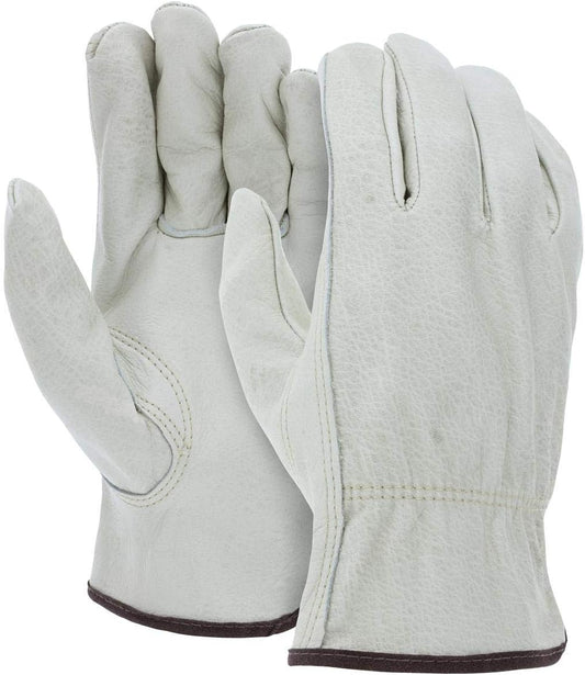 ATERET 24 Pairs Large Heavy Duty Durable Cowhide Leather Work Gloves I Driver Gloves for Truck Driving, Warehouse, Gardening, Farming