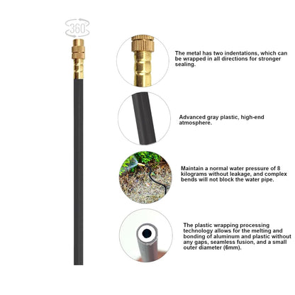 New drip Irrigation kit, Automatic Garden Watering System, Quick Connector and 360-degree Bending Dropper atomizing Copper Nozzle, Garden Plant Lawn Courtyard Watering System. (Timer)