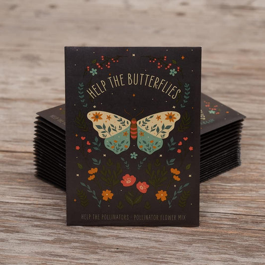 Bentley Pollinator Wildflower Mix, 25 Non-GMO Non-Coated Packets for Garden Planting, Help Butterflies and Pollinators, Beautiful Gift