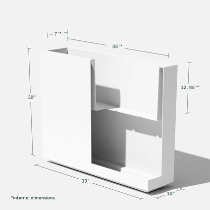 Veradek Span Plastic Box Series Planter - Tall Rectangular, White, All-Weather Resistant, Removable Insert Bucket, Modern Design, Indoor/Outdoor Use