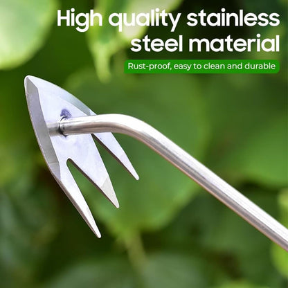 Weed Puller Tool,Weed Remover Tool for Lawn and Garden,Weeder Tool 3 Teeth Manganese Steel with Long Handle,Weeding Artifact Uprooting for Gardening Backyard Farm (Brown)